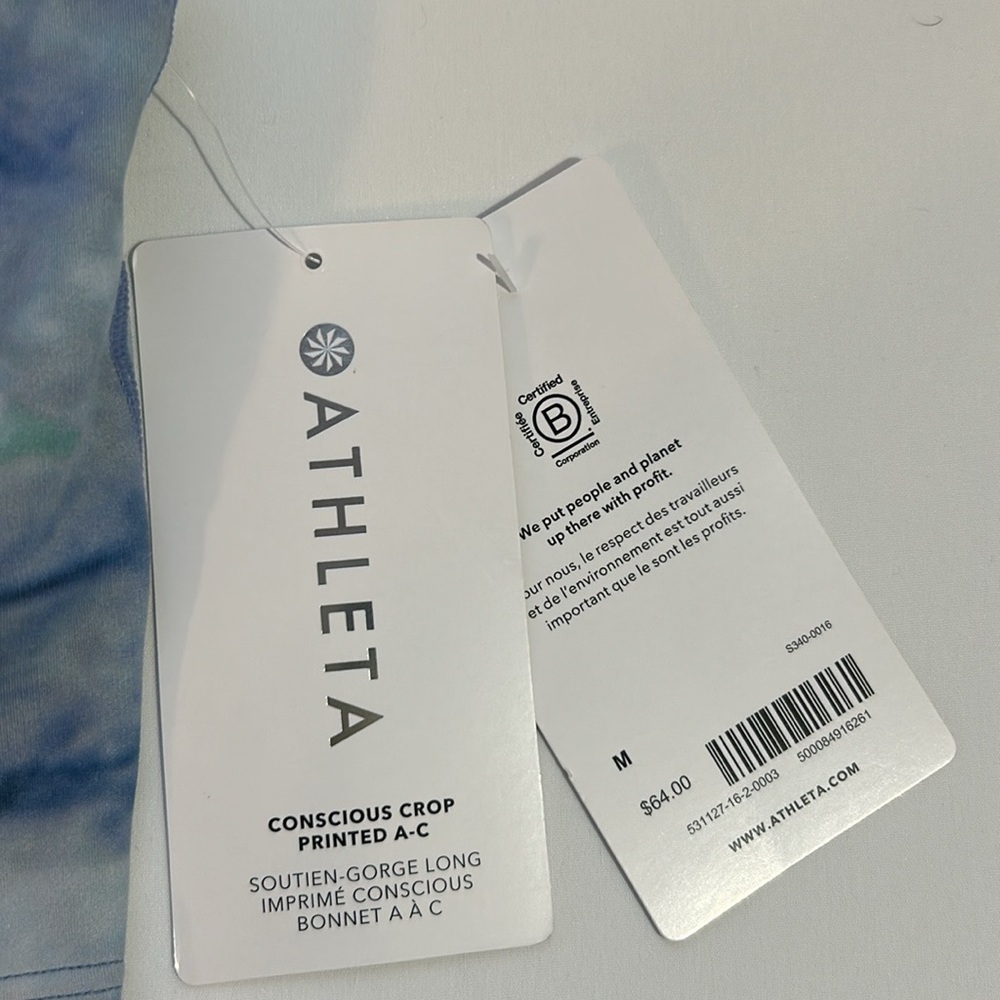 Athleta Women’s Conscious Printed A-C Bra Size Med-NWTS